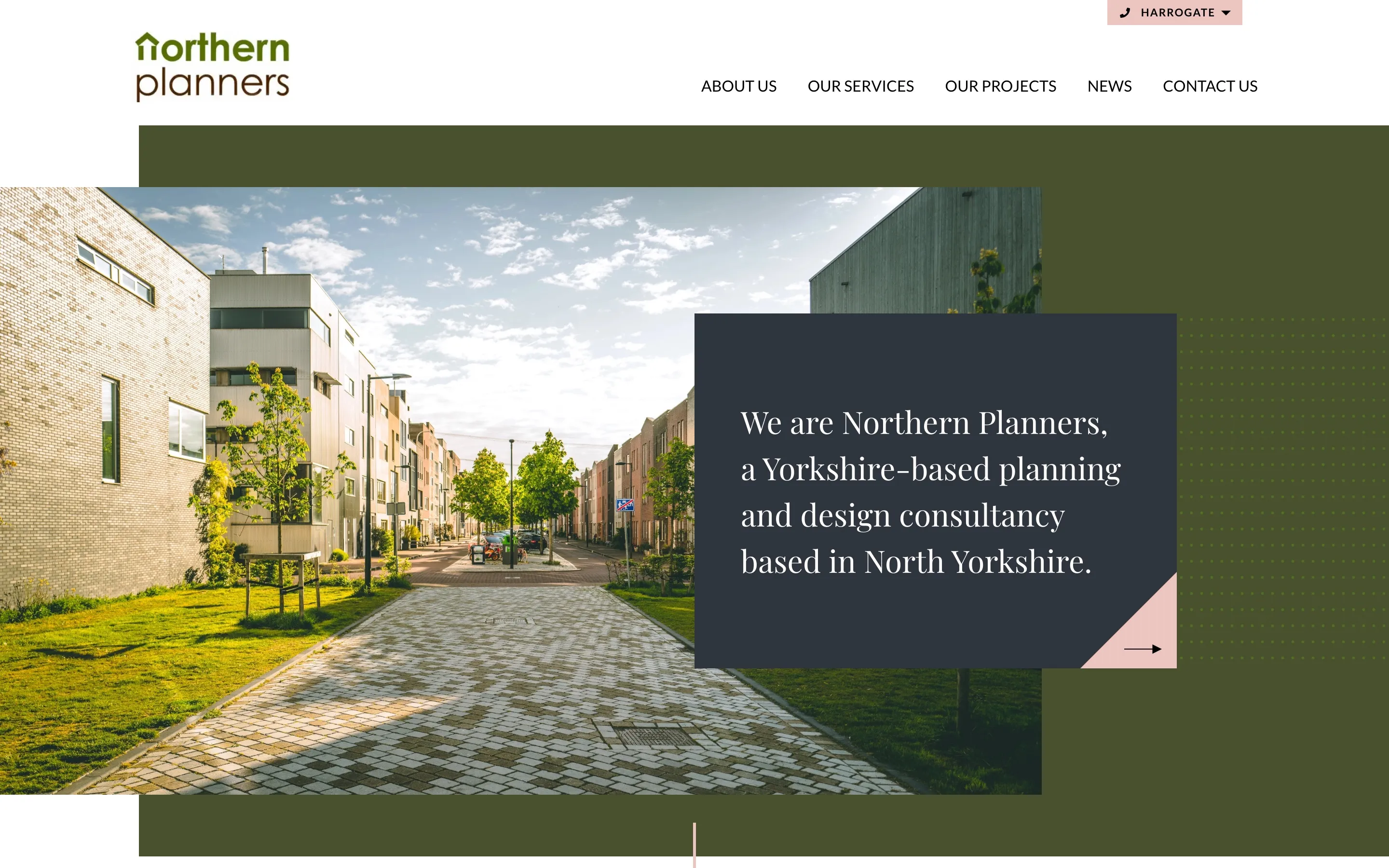 The old Northern Planners homepage: a street photo with a generic headline.